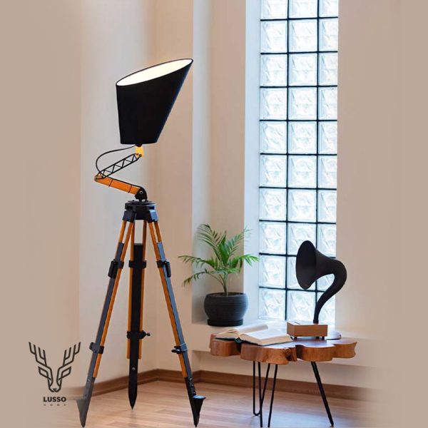 آباژور ایستاده چوبی فلزی مدرن مدل کرین A - تصویر 2